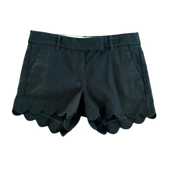 J crew Linen Blend Scallop Hem Shorts L2142 Pockets 2021 Solid Black Size 2 - Picture 12 of 13